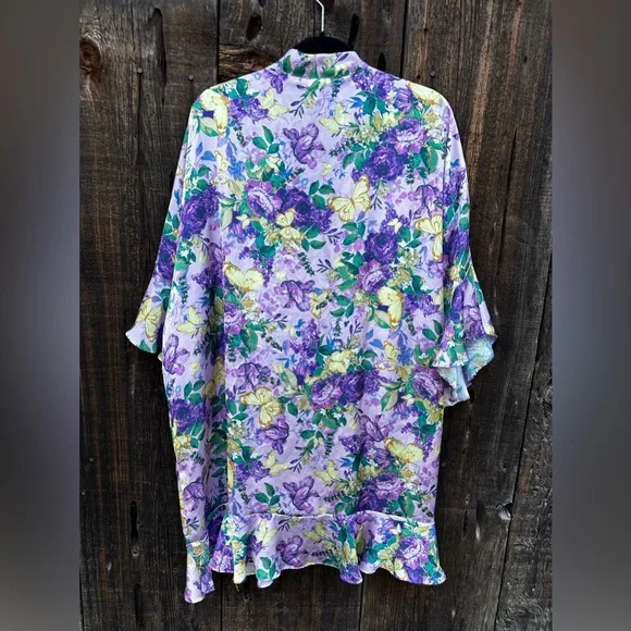 NWOT Victoria’s Secret Purple & Yellow Floral Bathrobe Lingerie - Picture 7 of 11